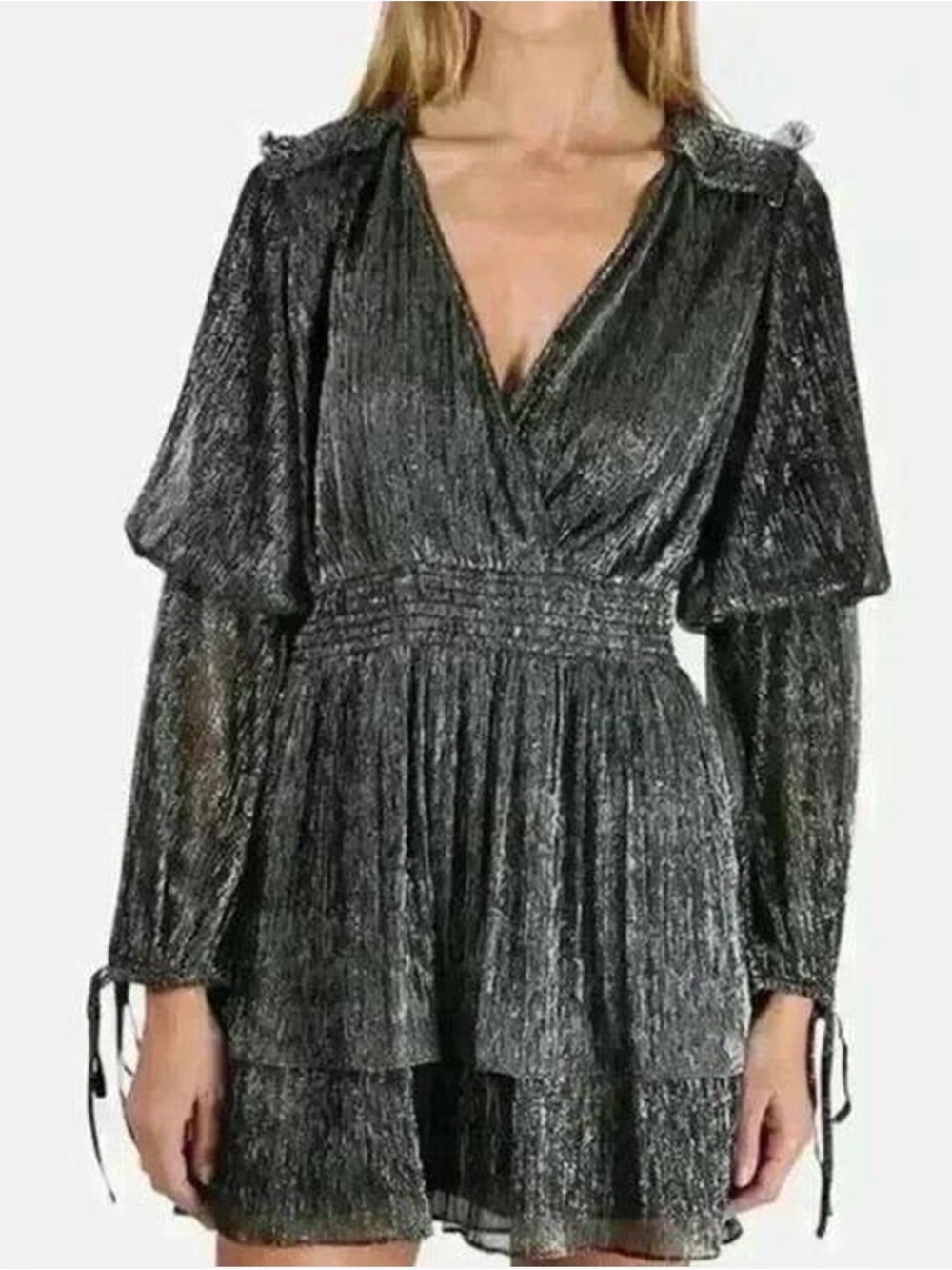 MISA Los Angeles Maeryn Sparkle Lurex Mini Dress Small